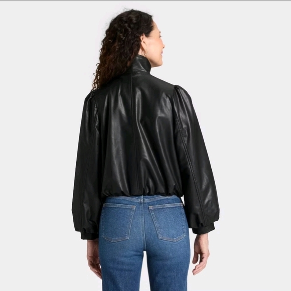 Universal Thread Black Gathered Bomber Jacket - Picture 2 of 5